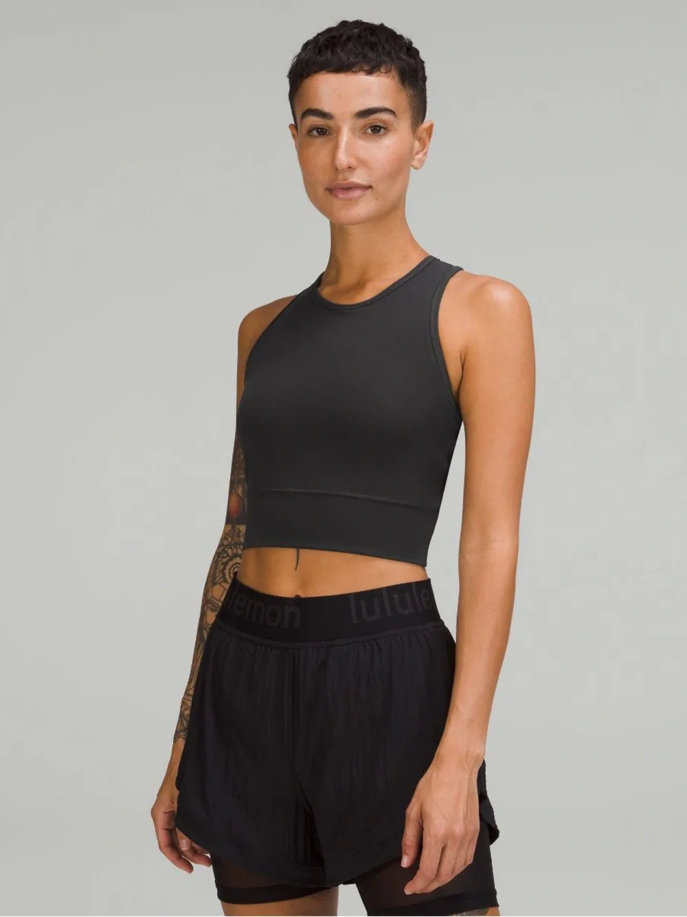 Lululemon Mesh-Back Training Cropped Tank Top *Graphic (Graphite Grey) Size 2
